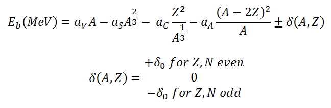 Weizsaecker formula - semi-empirical mass formula