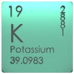 Potassium dans le tableau périodique